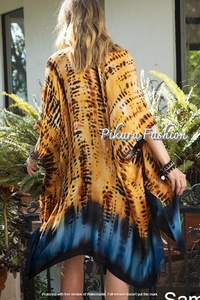 Vestido de verano con estampado de Tigre, manga corta, informal, bohemio, elegante, para playa, hecho a mano - Product Image 6