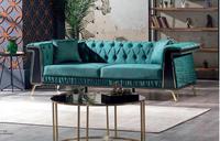 Ensemble de canapés Chesterfield modernes en tissu avec structure en bois massif, design contemporain, taille personnalisable pour salon, cuisine et salle à manger