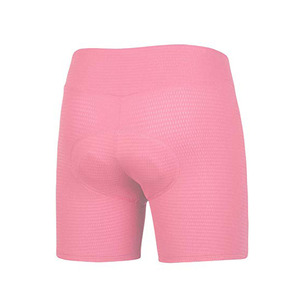 Shorts de cyclisme unisexes en polyester rose uni, extensibles, respirants et écologiques - Product Image 3