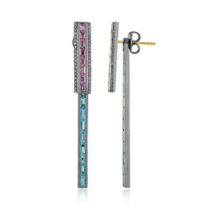 New Design Fashionable Designer Multi <b>Sapphire</b> Blue Topaz Gemstones 925 Sterling Silver Dangle <b>Earrings</b> - Product Image 3