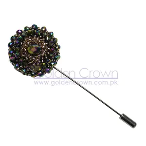 Moda Margarita flor solapa Pin broche hombres solapa alfileres cristal hombres broche para trajes hecho a mano diamantes de imitación broche alfileres