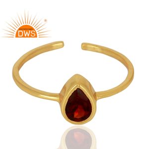 Bague Grenat Naturel Pierre Précieuse Bague Plaqué Or 18k Réglable Bagues en Argent 925 Fabricant de Bijoux Collection Vintage - Product Image 2