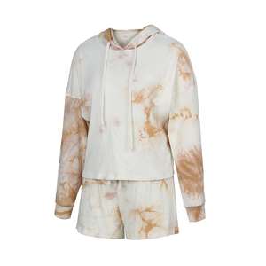 Jersey térmico de algodón de talla grande para mujer, camisa de manga larga con capucha y hombros caídos, pantalones cortos, conjuntos de chándal para verano - Product Image 5