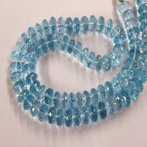 Perles de topaze bleue naturelle, pierres précieuses en vrac, facettées, rondes, taille 9 à 10 mm, perles de topaze bleu ciel, fabricant de perles de topaze bleue - Product Image 4