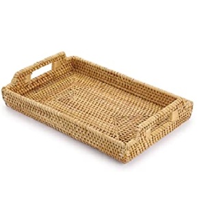 Bandeja para servir comida de ratán en diseño elegante con acabado natural perfecto para vajilla de mesa y uso en bodas - Product Image 1