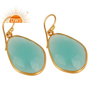 Aqua Chalcedony Gemstone <b>Earrings</b> 14k <b>Gold</b> Plated Jewelry 925 Sterling Silver <b>Dangle</b> <b>Earrings</b> Manufacturer Classic Collection - Product Image 2
