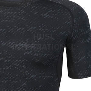 Camiseta de gimnasio con logotipo personalizado de alta calidad para hombre, camisetas deportivas de punto con patrón impreso, venta en línea - Product Image 5
