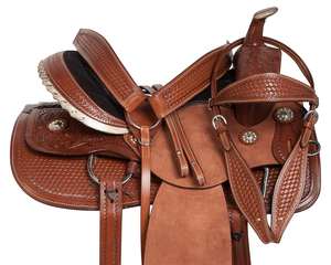 Ensemble de selle anglaise durable de qualité supérieure pour baril de course Western Horse Tack différentes couleurs dans les tailles 14 \ "-18 \" en cuir véritable - Product Image 1