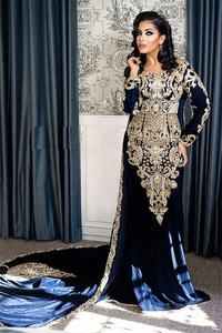 2019 Classy Heavy Embroidery <b>Moroccan</b> Luxury Kaftan Floor Length Indian & Pakistani Wedding <b>Dress</b> with Long Trail - Product Image 2