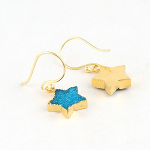 Pendientes colgantes con forma de estrella para mujer, aretes de gota de azúcar azul cielo natural, con galvanizado, directos de fábrica - Product Image 3