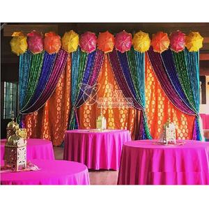 Zari-telón de fondo colorido para boda, cortinas de estilo asiático, para funcion Mahndi, escenario, Zari - Product Image 1