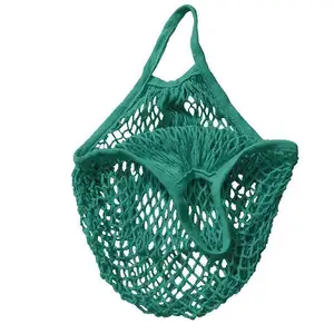 Hot Sale Fashion Shopping Supermarket vegetables Fruits Wholesale Eco Friendly Cotton Recycling Mesh Bag with pocket