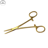 Professionele Kwaliteit Goud Kleur 12.5Cm Rvs Pincet Recht Gebogen Muggenpiercing Gereedschap Oor Tattoo Naald