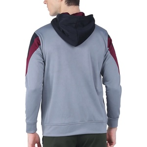 Sweat-shirt à capuche pour homme, coupe classique, décontracté, automne, rayé, fermeture éclair, tricoté, 100% coton, brodé, imprimé personnalisé, accents bleus - Product Image 5