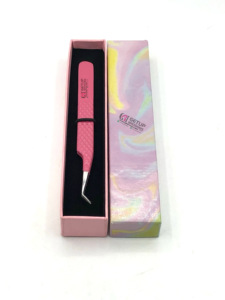 Professionnel nouveau Design rose poudre revêtement 45 degrés diamant poignée en acier inoxydable Extension de cils pince à épiler Instruments de beauté - Product Image 2