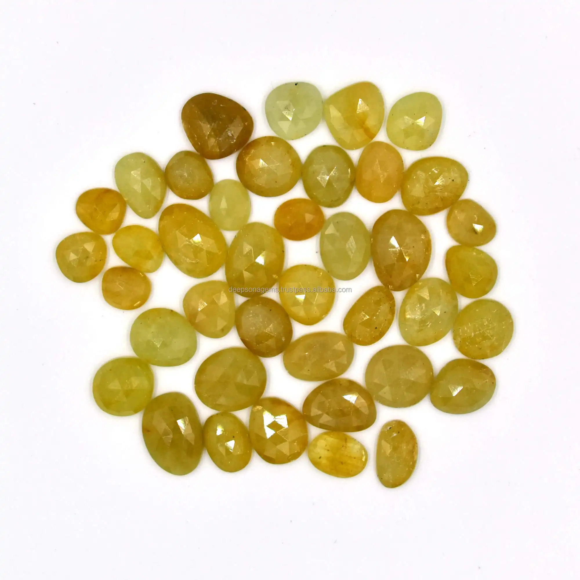 Naturale Giallo Zaffiro A Forma Libera Rosa Cut Gems, 100% Genuino Naturale Della Pietra Preziosa, di Prezzi All'ingrosso Sfaccettato Pietra Preziosa Fornitore