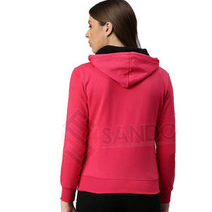 High Quality Cotton <b>Women's</b> Long Sleeve Zip-Up <b>Hoodie</b> Custom Logo Winter Casual Gym Clothing with Plain <b>White</b> Color - Product Image 3