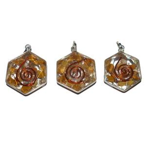 Colgantes de orgona hexagonales de jade amarillo para protección curativa EMF, artesanía de piedra de cristal curativa - Product Image 1