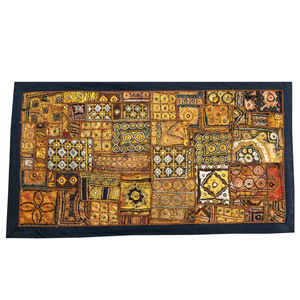 งานปักมือคุณภาพเยี่ยม งานปักดิ้นทองวินเทจ งานปะติดปะต่อแบบชาติพันธุ์ ของตกแต่งผนัง งานโบราณแบบราชสถาน - Product Image 1