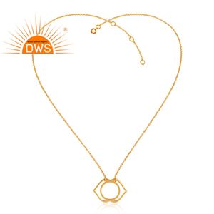 Ajna <b>Chakra</b> Design Chain Pendant Necklace <b>Jewelry</b> Manufacturer Plain Silver Gold Plated Chain Pendant <b>Jewelry</b> Supplier - Product Image 1