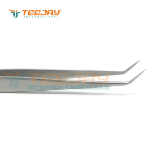 Pince à épiler pour Volume et Isolation des cils, en argent poli, outil professionnel, 14cm, 45 degrés - Product Image 4