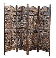 Poste de séparation d'écran en bois sculpté, séparateur de pièce, meilleure vente indien