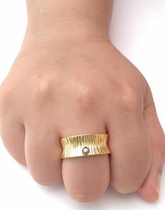 Designer Sterling Silver 925 <b>Gold</b> Plated Oxidized Handcrafted Lining Texture Flat Cut Rose Cut Old Cut Diamond Unique <b>Ring</b> - Product Image 4