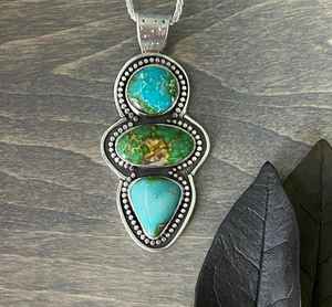 Mejor Mohave turquesa plata de ley maciza 925 colgante de piedras preciosas de joyería de la Declaración - Product Image 1