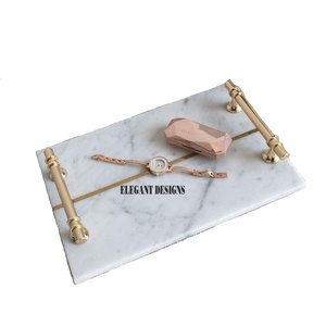 Plateau de service en marbre de forme rectangulaire de qualité supérieure plat de service fait à la main couleur verte décoratif plateau de service en marbre Vintage - Product Image 4