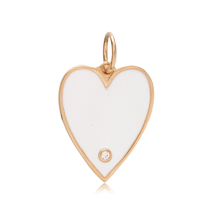 Breloque en pierre de Zircon en émail blanc, Design cœur, nouvelle tendance, bijoux romantiques turcs en argent Sterling 925 faits à la main - Product Image 3