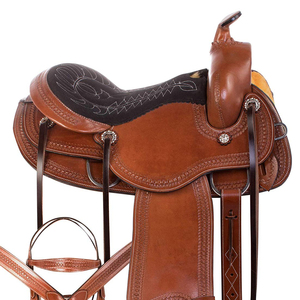 Juego de tachuelas de sillín de caballo occidental de carreras de barril de cuero genuino duradero de primera calidad varios tamaños (14-18 ") y colores disponibles - Product Image 1