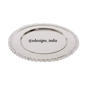จานชาร์จโลหะ,อุปกรณ์จานเสิร์ฟแบบมีสไตล์ขายส่งภายใต้จานแฮนด์เมดดีไซน์โบราณ - Product Image 3