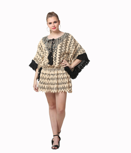 Robe en velours crocheté, style ethnique traditionnel bohème, couleur noire, été, femme, longueur genoux, vintage, 100% coton, écologique - Product Image 1