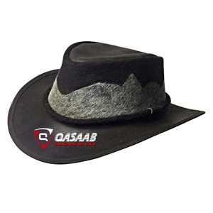 Sombrero de cuero marrón de vaquero de alta calidad para hombre occidental Sombrero de cuero de estilo occidental de alta calidad Recién llegado Sombreros de equitación de cuero real - Product Image 4