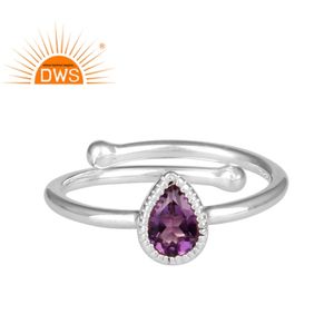 Ensemble d'améthyste violette en argent Sterling 925, bague de vente en gros, couronne, bijoux fins, pour femmes - Product Image 1