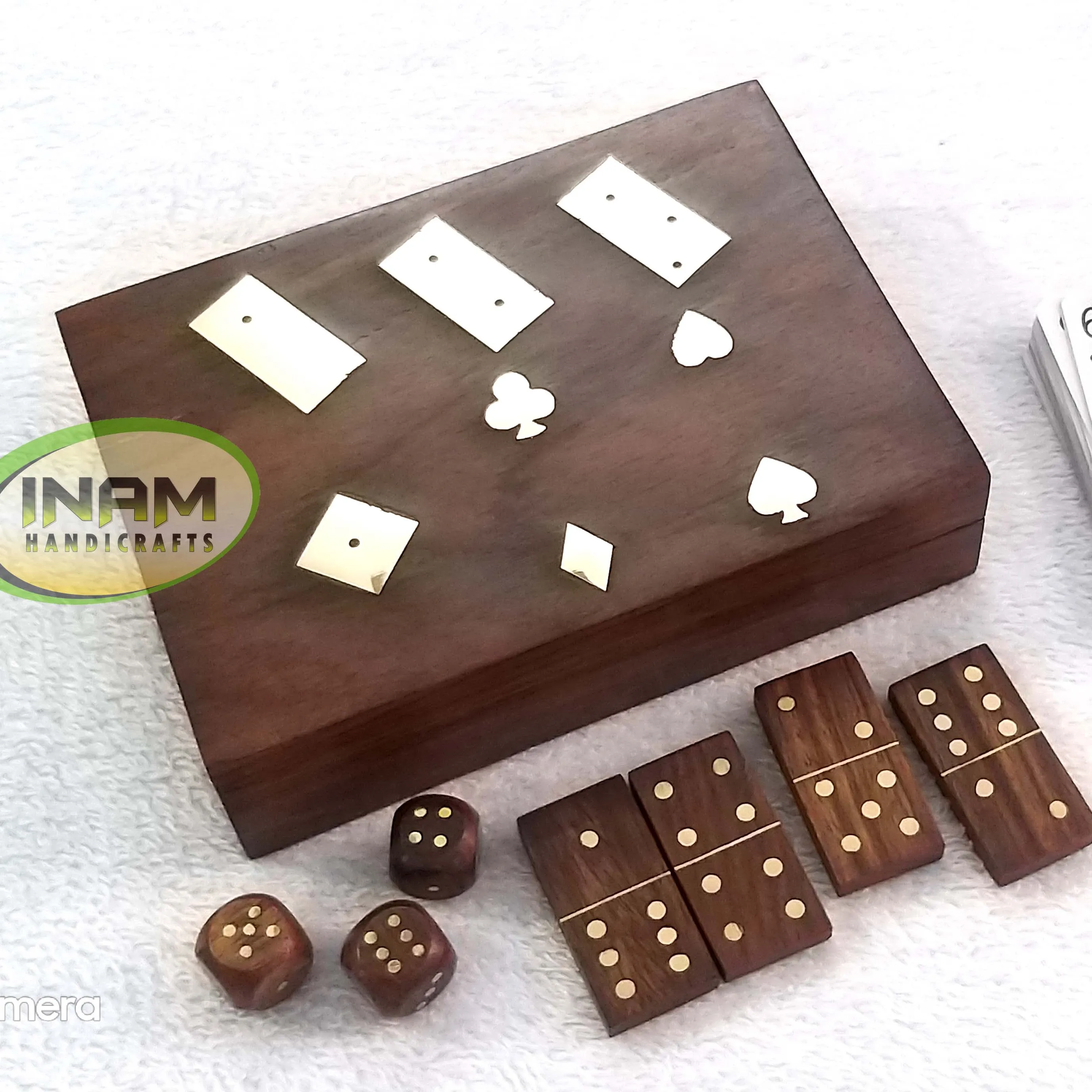 INAM'S best quality handmade wooden domino / playing cards box