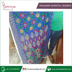 Venta caliente bordado a mano Phulkari Dupatta bufandas logotipo personalizado impreso Georgette gasa Jersey estolas Pashmina musulmanes a granel - Product Image 6