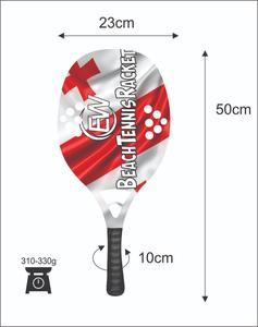 Raquetas de Tenis Playa con Cara de Fibra de Carbono de 20mm, Empuñadura de Fibra de Carbono y Malla de Fibra de Vidrio, Peso 310-330g, Longitud 50cm - Product Image 2