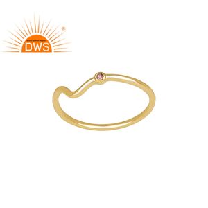 Natural Pink Tourmaline Gemstone Gold Plated <b>Silver</b> Handmade <b>Statement</b> <b>Ring</b> Jewelry Manufacturer - Product Image 1