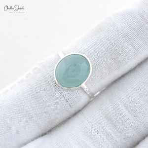Real 925 <b>Sterling</b> <b>Silver</b> Oval Shaped Ring With Natural Aquamarine Gemstone High Quality Fashion Jewelry Ring Top Manufacturing - Product Image 1