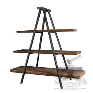 Librería de hierro de madera de Acacia tradicional Industrial para el hogar, oficina, escuela, comedor, cocina, uso de Hotel para almacenamiento de libros, Apartamentos - Product Image 4