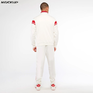 ชุดวอร์มกีฬาไนลอนผู้ชาย พิมพ์โลโก้ตามสั่ง ชุดวิ่งออกกำลังกายแบบสะท้อนแสง OEM ชุดลำลองแบบซับลิเมชั่น - Product Image 2