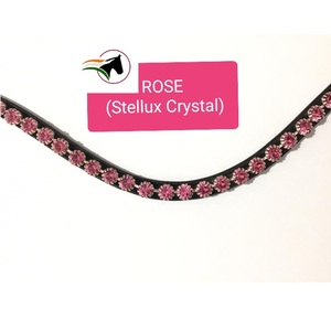 Bande de sourcils équestre de luxe Rider Choice avec cristaux Stellux de 8mm Matériau en cuir Boucle de bande collante ouverte à l'arrière pour chevaux de course - Product Image 5