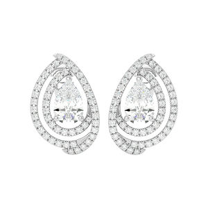 Elegantes pendientes de diamantes de oro blanco de 10K Diamantes puros reales Exquisitos y elegantes a la venta - Product Image 1