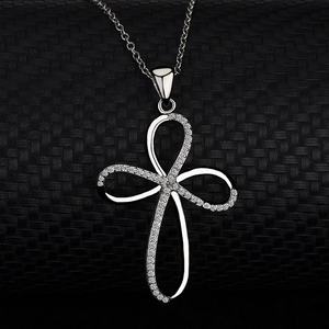 亚马逊系列925纯银开放式无穷大环十字吊坠项链18 "wist十字珠宝
