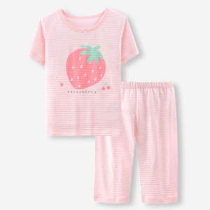 Wholesale New Quality Children Baby Girl's Strawberry Short-sleeved Casual Soft Cotton Pajama - Product Image 2