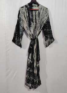 ใหม่2022ชุดกิโมโน Boho สำหรับผู้หญิงทำด้วยมือมัดย้อมพิมพ์ลายดอกไม้ลายดอกไม้ผ้า Kaftan ธรรมชาติเป็นมิตรกับสิ่งแวดล้อมไซส์ชายหาด - Product Image 3