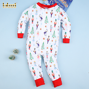 Ensemble bébé garçon long à imprimé de Noël, OEM ODM, broderie personnalisée, fabrication artisanale, luxe, vente en gros d'hiver - BB2413 - Product Image 1