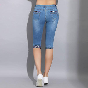 Pantalones vaqueros ajustados de cintura alta hasta la rodilla, Capri, de verano, a la moda - Product Image 4