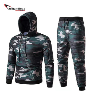 Autumn Men's Fashion Two-Piece Set Fleece Track Suit Hoodie & <b>Jogger</b> With Patchwork Design Printed Technics for Winter Use - Product Image 4